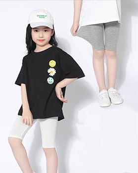 Amazon | [ZFZTLYEL] ガールズ レギンス 子供 5分丈 女の子